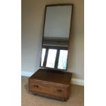 Mid Century Blonde Ercol Blue Label Adjustable Elm Cheval Mirror with Drawer