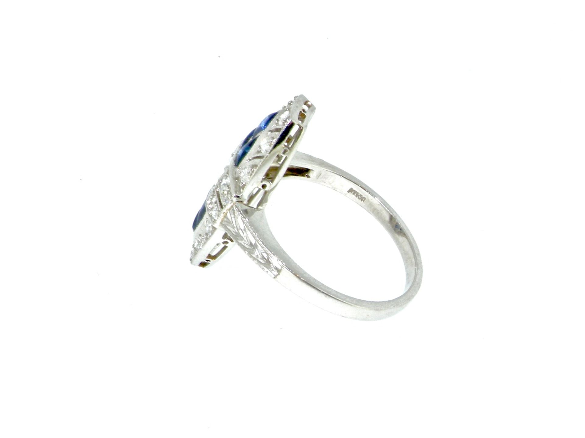 A Platinum Art Deco Sapphire And Diamond Ring - Image 4 of 5