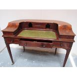 Edwardian Mahogany Carlton House Desk With Inlaid Decoration