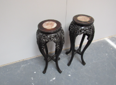 Pair Of Rosewood Victorian Chinese Urn Stands