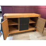 Modern Oak Cabinet With Painted Grey Doors And Two Drawers
