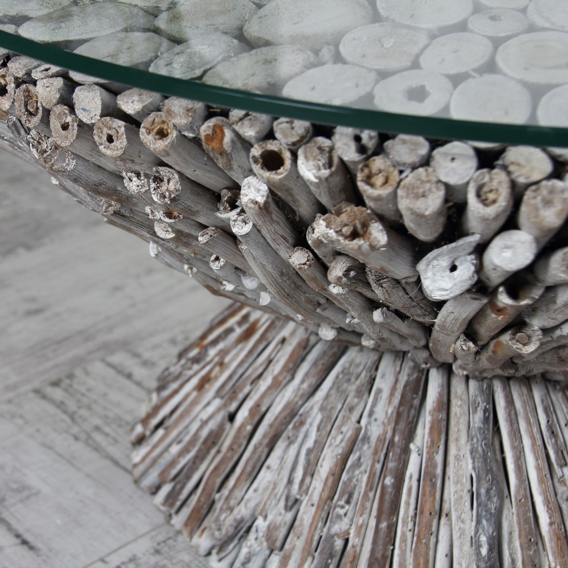 Glass Topped Driftwood Table - Image 3 of 5