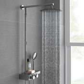 (Z32) Round Exposed Thermostatic Mixer Shower Kit & Large Head. Cool to touch shower for