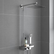 (Z33) Square Exposed Thermostatic Shower Shelf, Kit & Large Head. MRRP £349.99. Style meets function