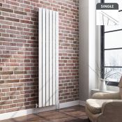 (V8) 1800x452mm Gloss White Single Flat Panel Vertical Radiator. Made with low carbon steel Anti-