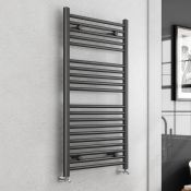 (V86) 1200x600mm - 25mm Tubes - Anthracite Heated Straight Rail Ladder Towel Radiator. This