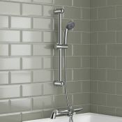 (V45) Deck Mounted Round Thermostatic Bar Mixer Kit with Bath Filler We love this because it does