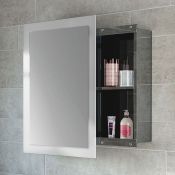 (V26) 480x660 Frosted Sliding Door Liberty Stainless Steel Mirror Cabinet. Made from high-grade
