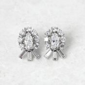 Tiffany & Co. Palladium 2.70ct Round, Marquise & Baguette Cut Diamond Stud Earrings