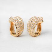 Cartier 18k Yellow Gold Diamond Double Hoop Earrings