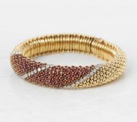 Van Cleef & Arpels 18k Yellow Gold Ruby & Diamond Vintage Bracelet