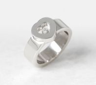 Chopard 18k White Gold Heart Happy Diamonds Ring Size M