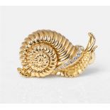 Rene Boivin 18k Yellow Gold Diamond Snail Brooch