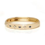 Cartier 18k Yellow Gold Sapphire & Diamond Must de Cartier Bracelet