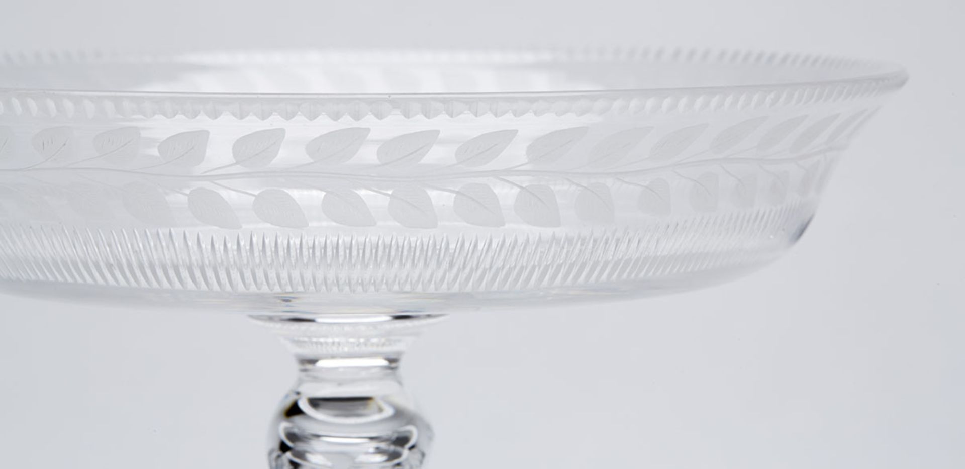 Antique Garland Engraved Glass Tazza 19Th C. - Image 3 of 7