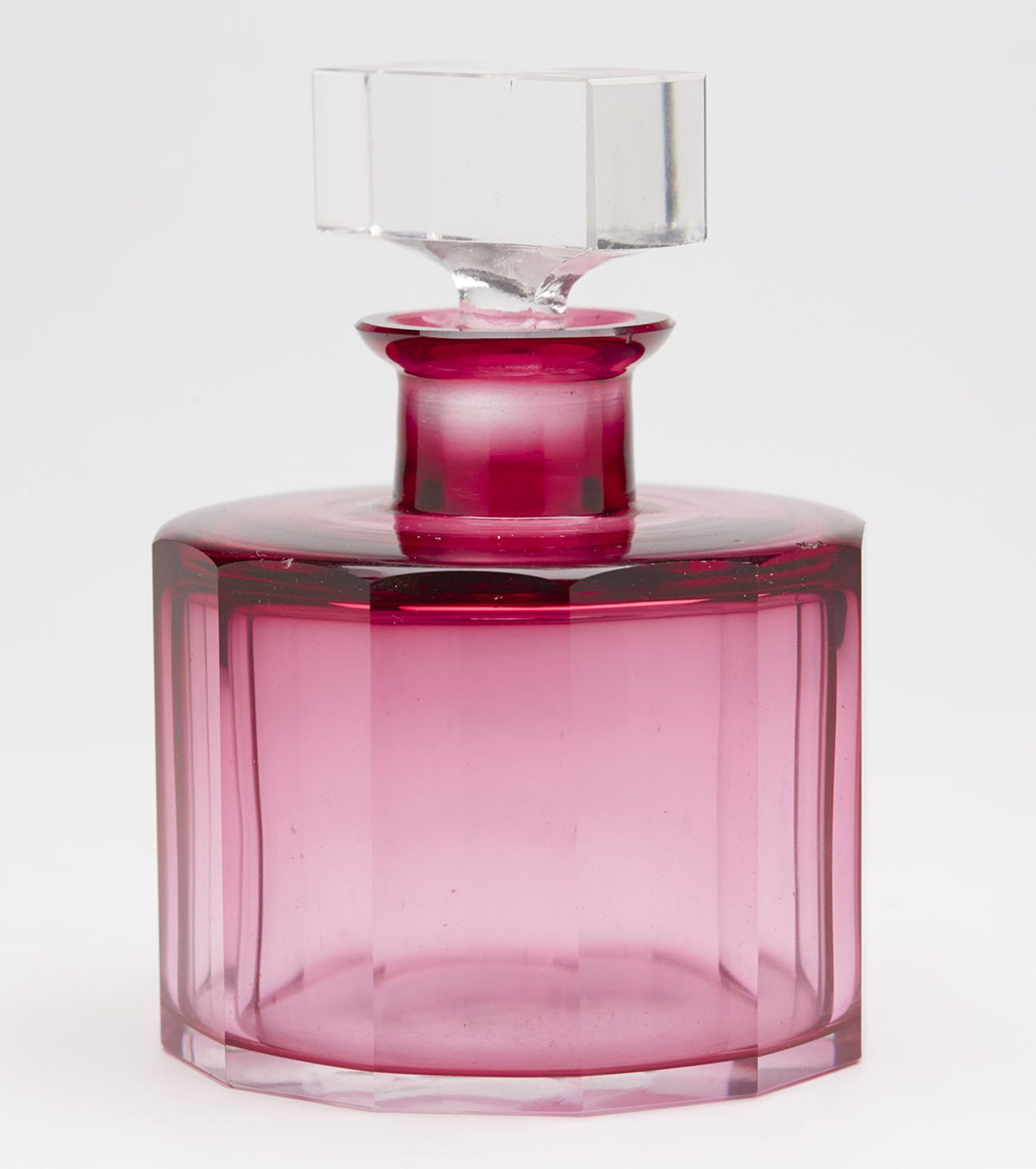 Art Deco Multi Sided Cranberry Glass Scent Bottle C.1920 - Image 6 of 7