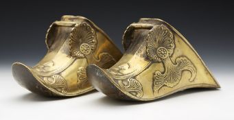 Pair Antique/Vintage Chinese Brass Riding Stirrups 19/20Th C.
