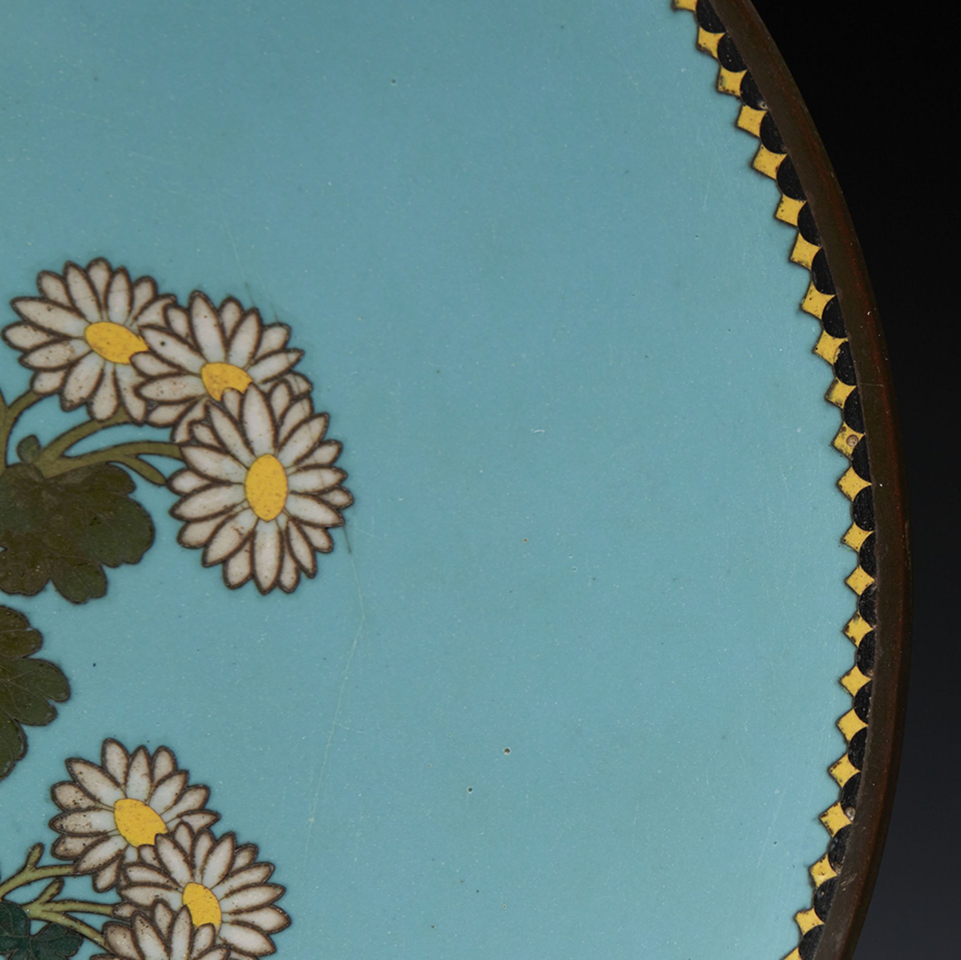 Pair Antique Oriental Cloisonne Dishes With Flowering Shrubs 19Th C. - Image 6 of 9