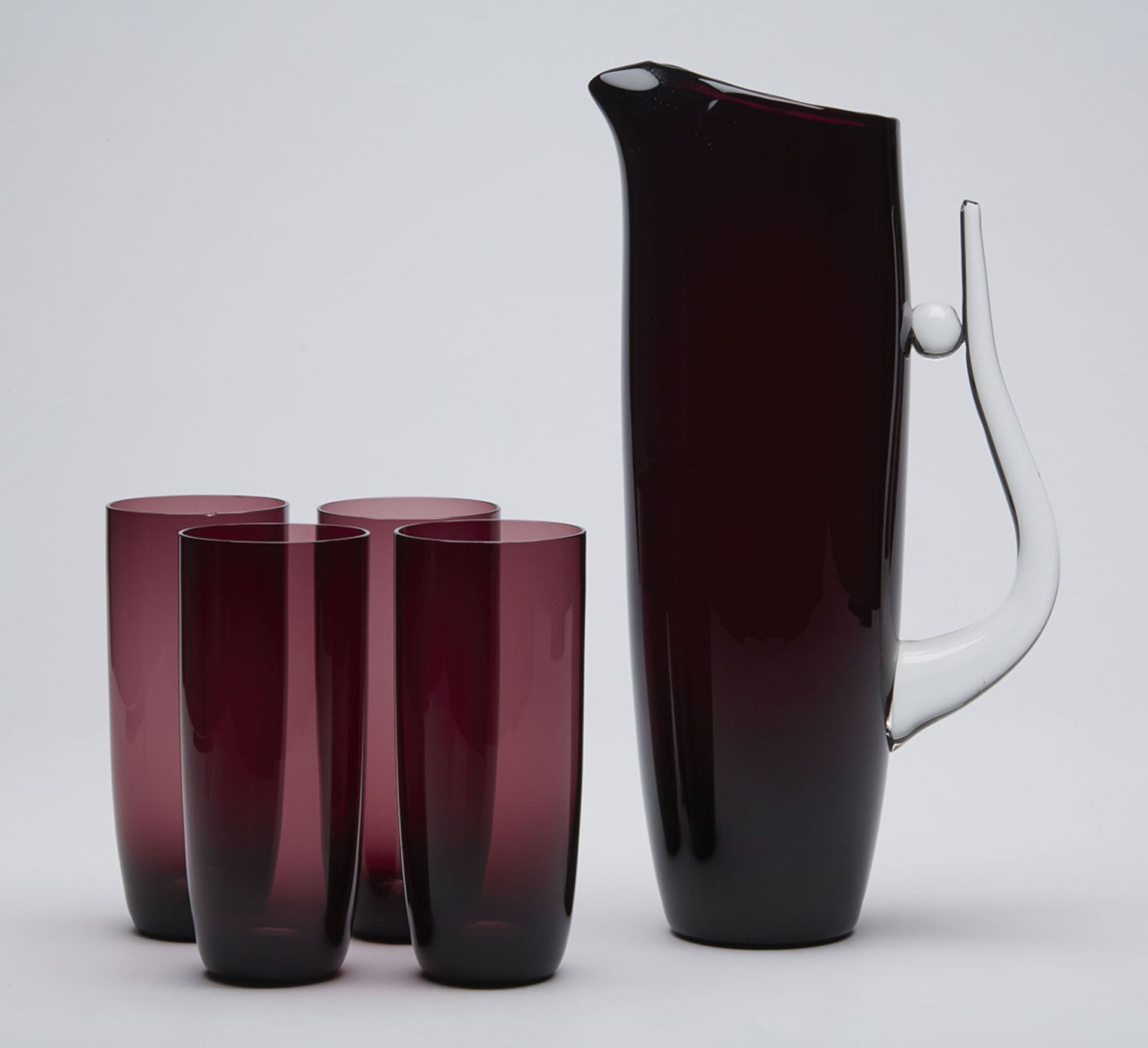 Contemporary Art Amethyst Jug And Glasses 20Th C.