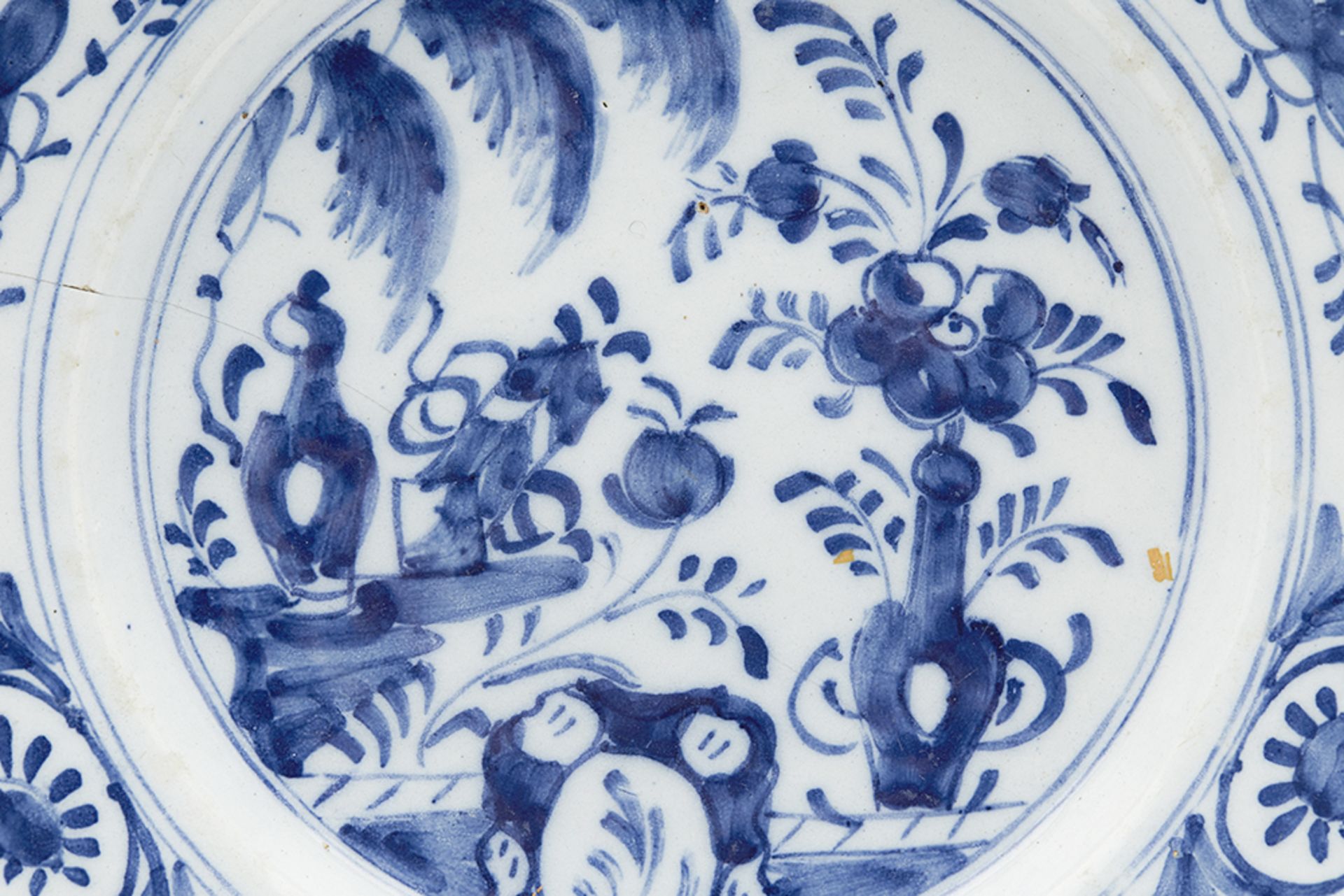 Pair Antique Dutch Delft Blue And White Floral Design Plates 18Th C. - Image 11 of 13