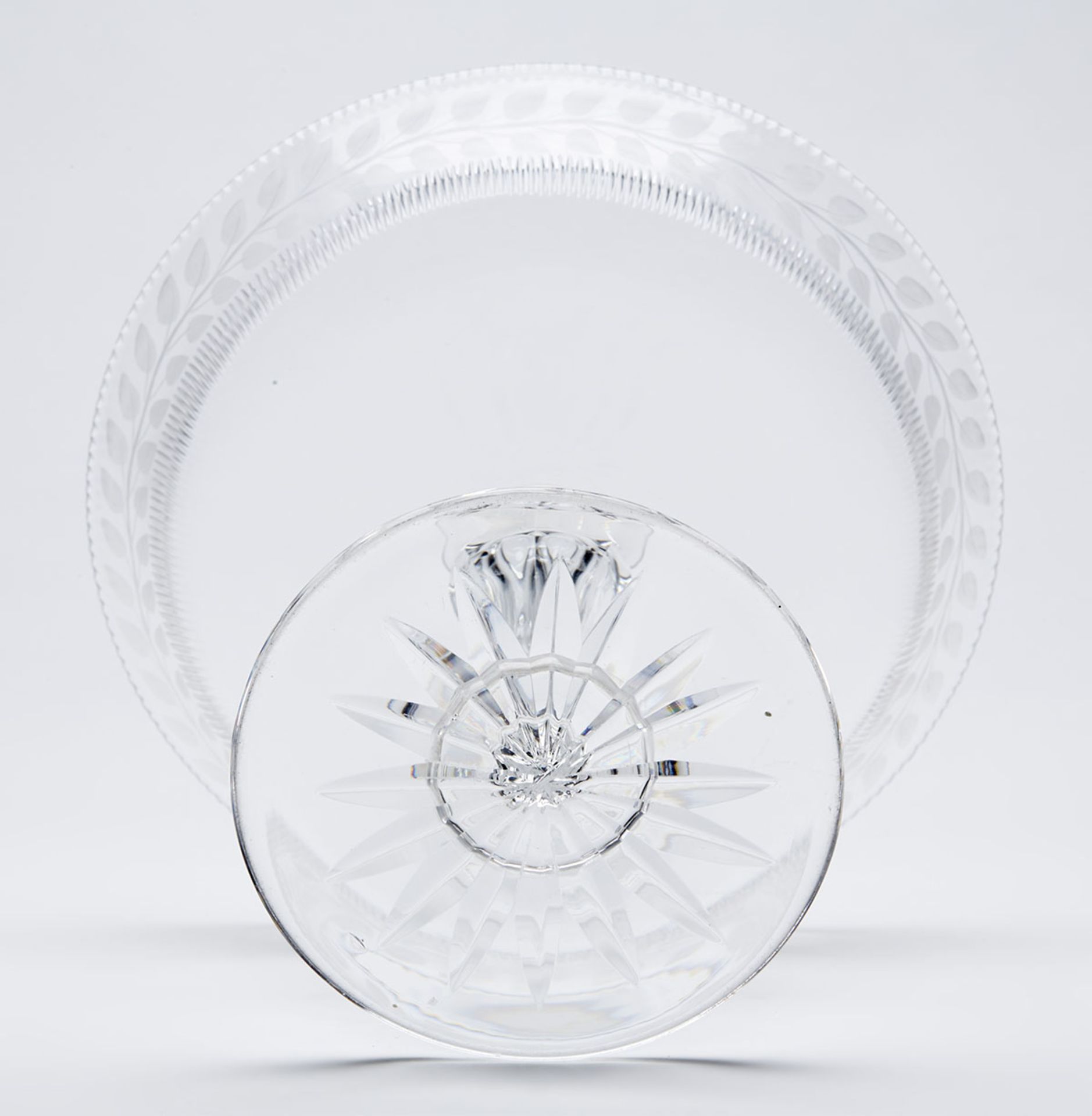 Antique Garland Engraved Glass Tazza 19Th C. - Image 6 of 7