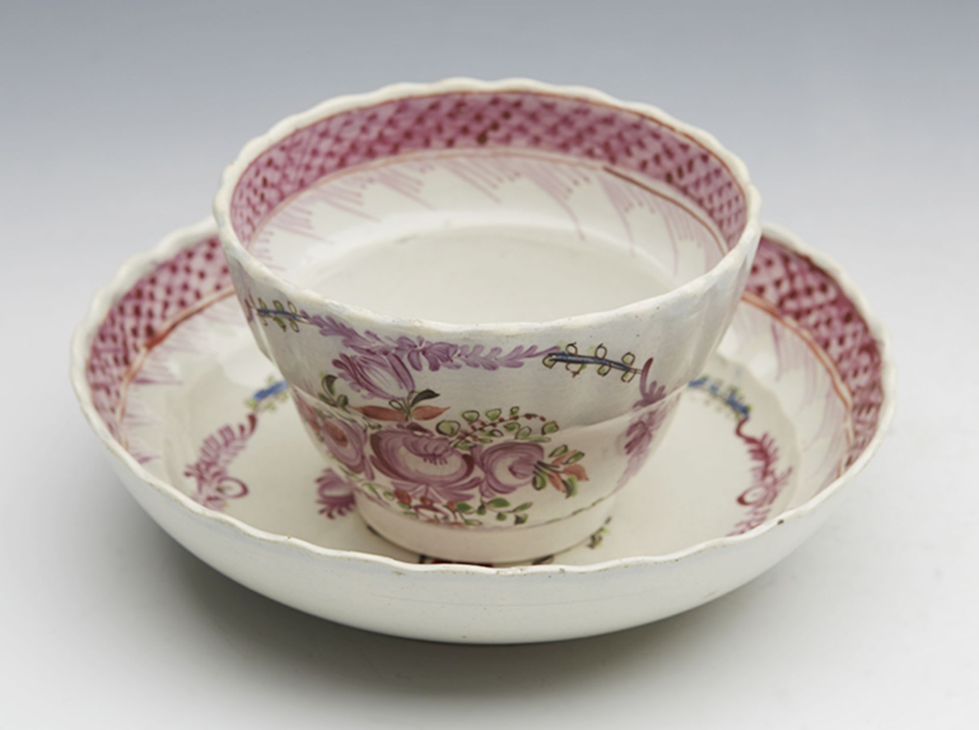 Antique Pearlware Blue & White Teabowl & Saucer 18Th C. - Image 7 of 7