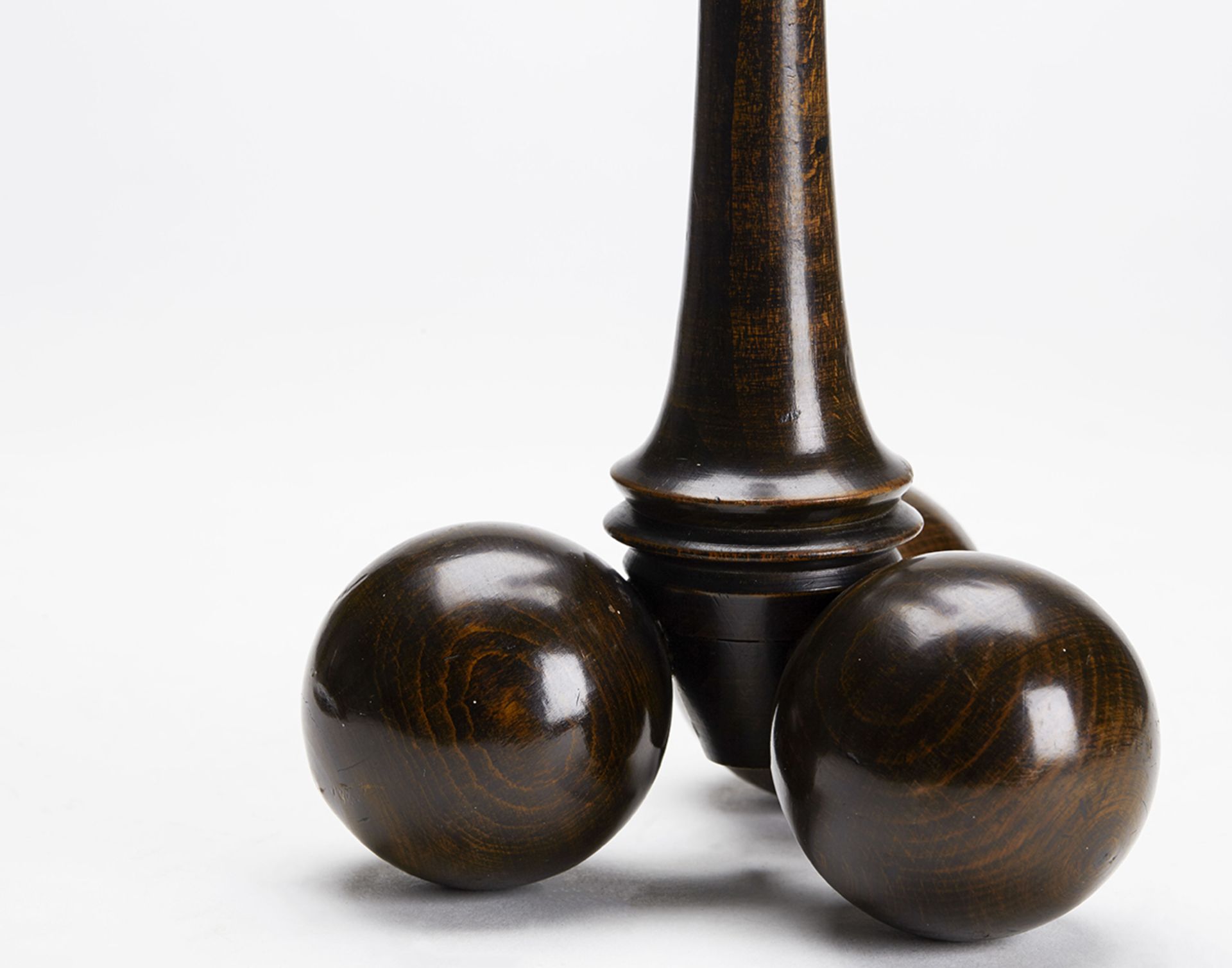 Stylish Art Deco Pair Wooden Ball Feet Candlesticks 20Th C. - Image 2 of 7