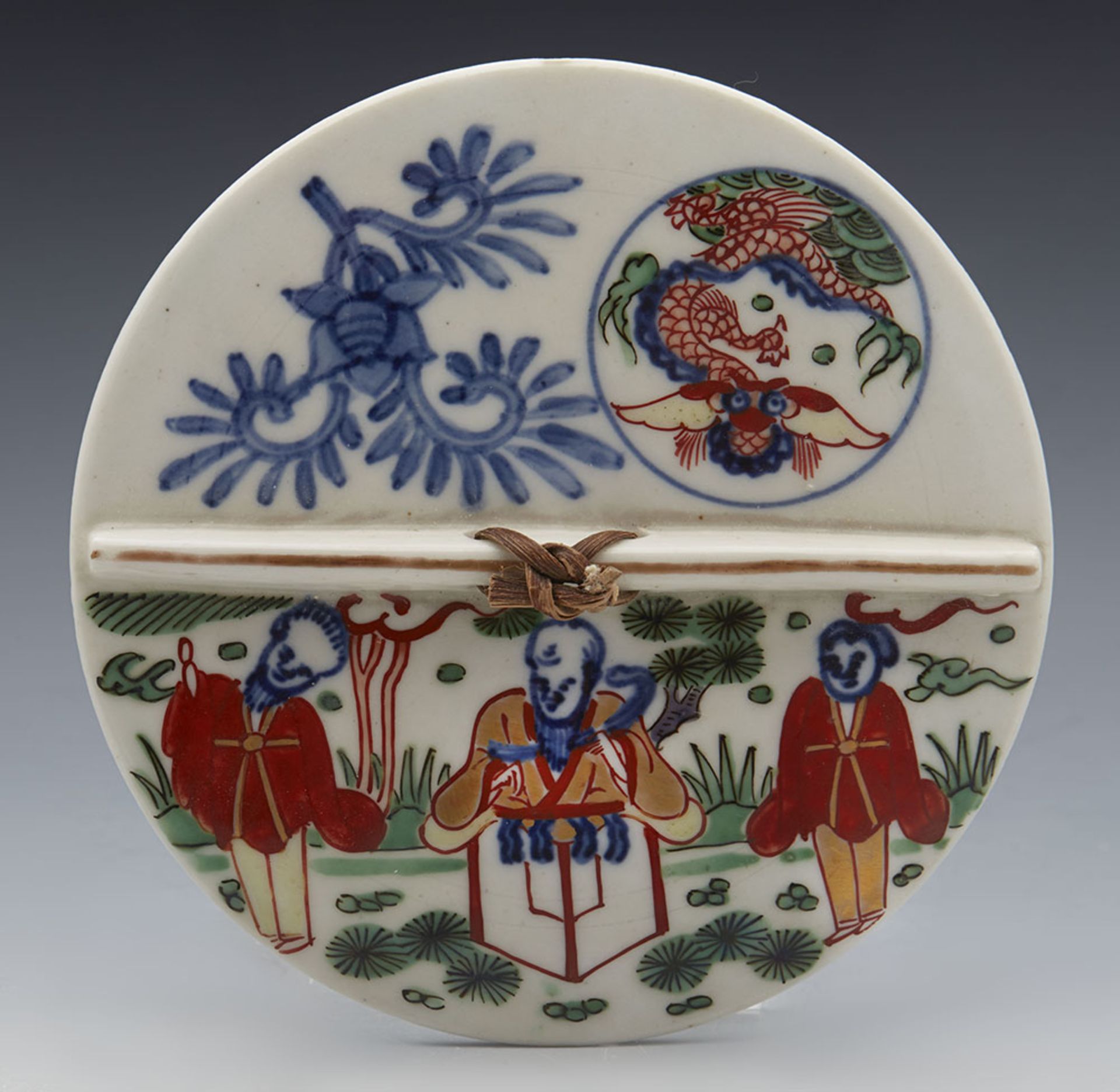 Superb Vintage Chinese Wucai Figural Lidded Rice Bowl With Dragons 20Th C. - Image 9 of 11