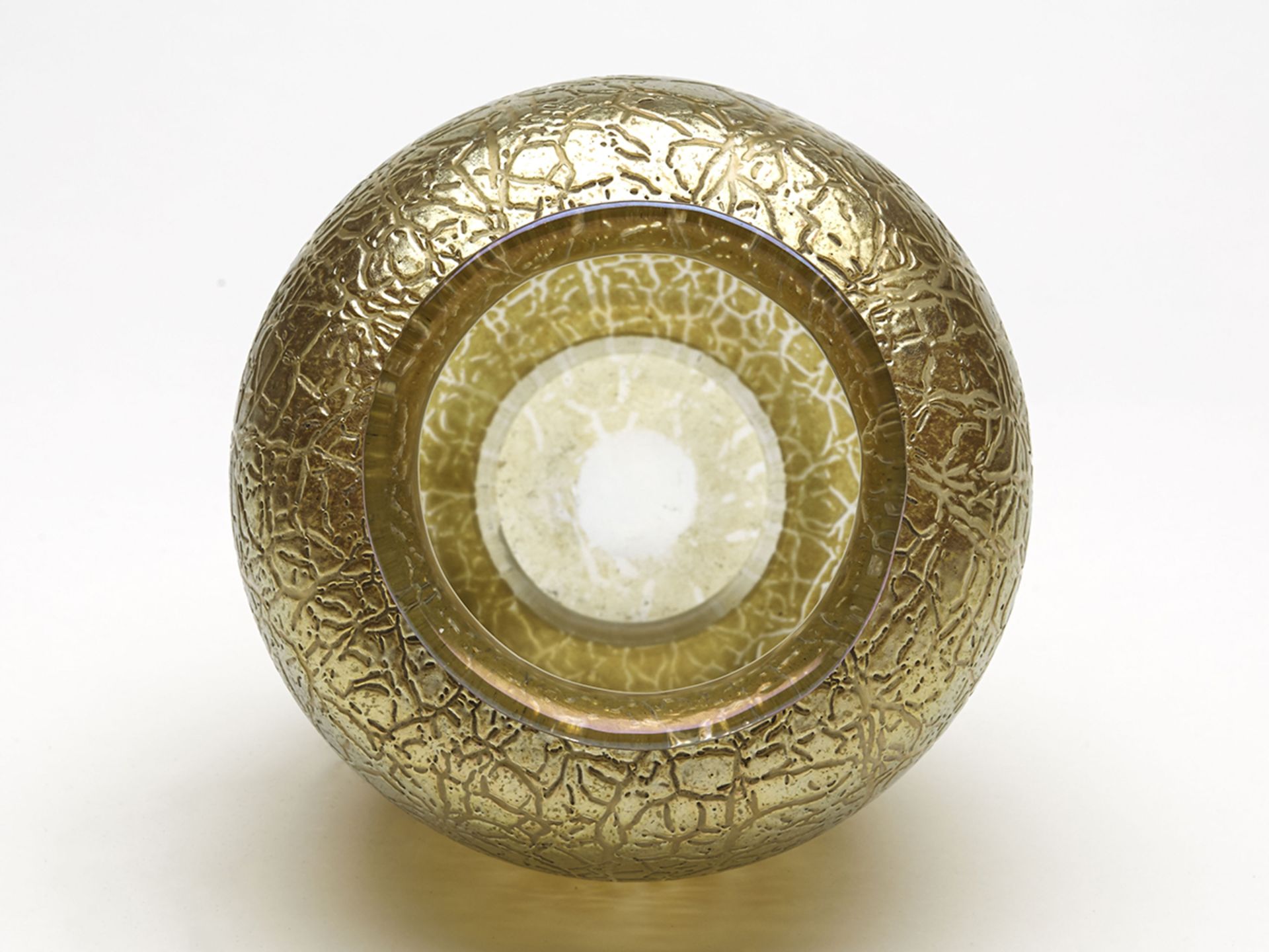 Loetz Art Nouveau Golden Crackle Finish Art Glass Vase 1910 - Image 9 of 9