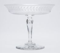 Antique Garland Engraved Glass Tazza 19Th C.