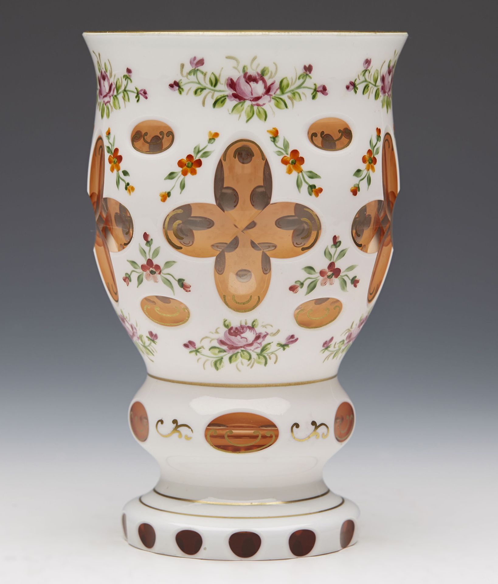 Antique/Vintage Bohemian Overlay Orange Glass Vase 20Th C. - Bild 4 aus 7
