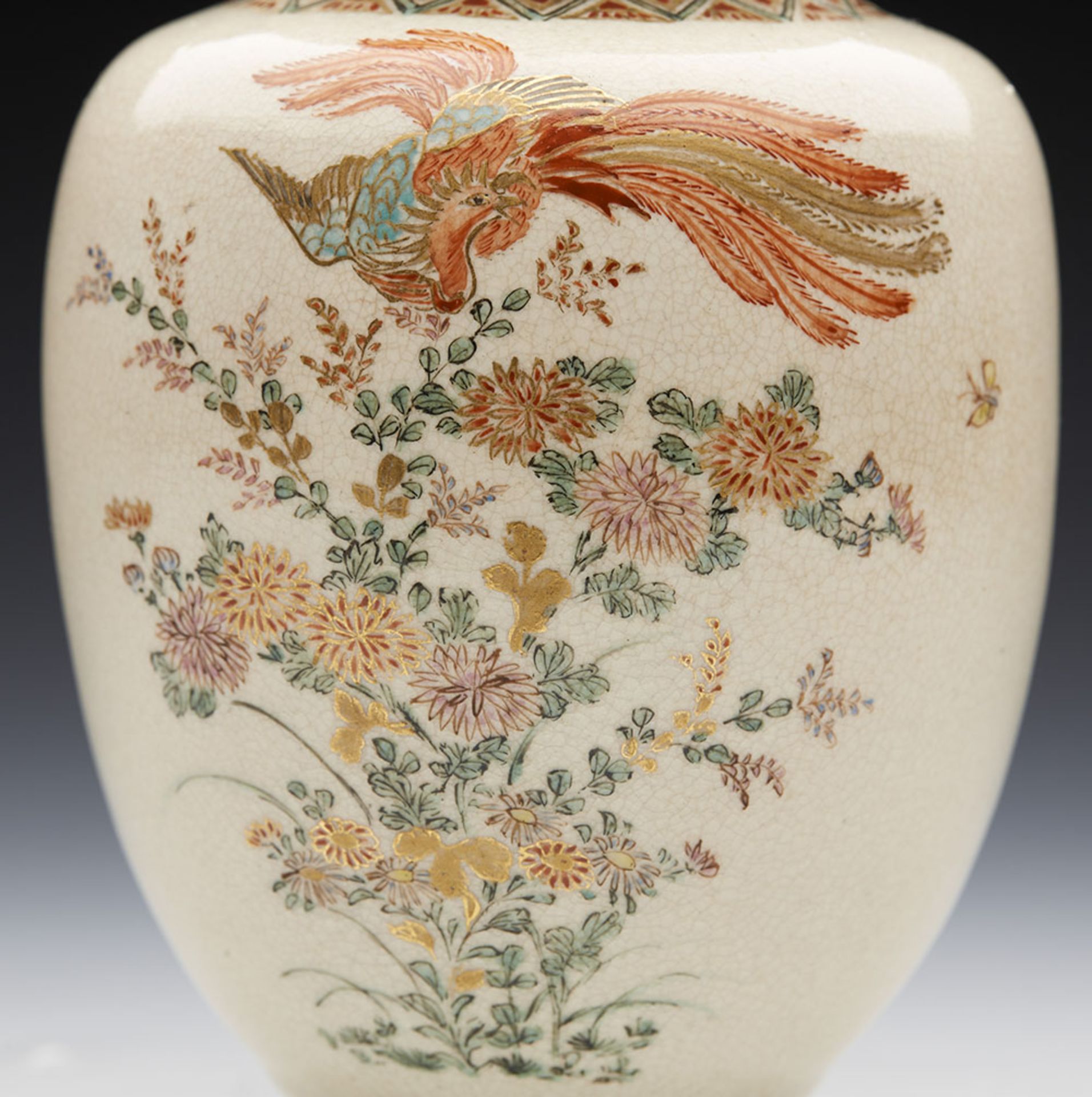 Antique/Vintage Japanese Satsuma Lidded Jar With Phoenix Bird - Image 3 of 8
