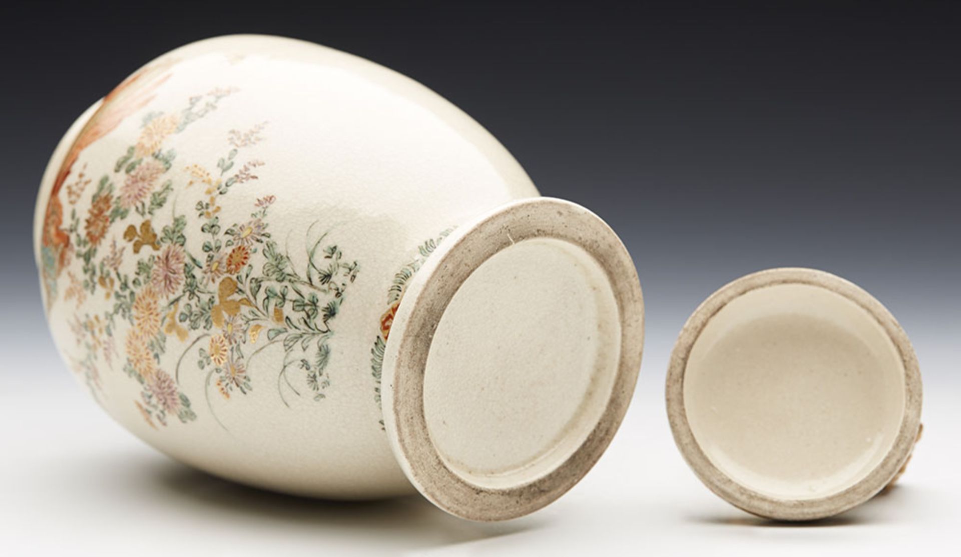 Antique/Vintage Japanese Satsuma Lidded Jar With Phoenix Bird - Image 6 of 8
