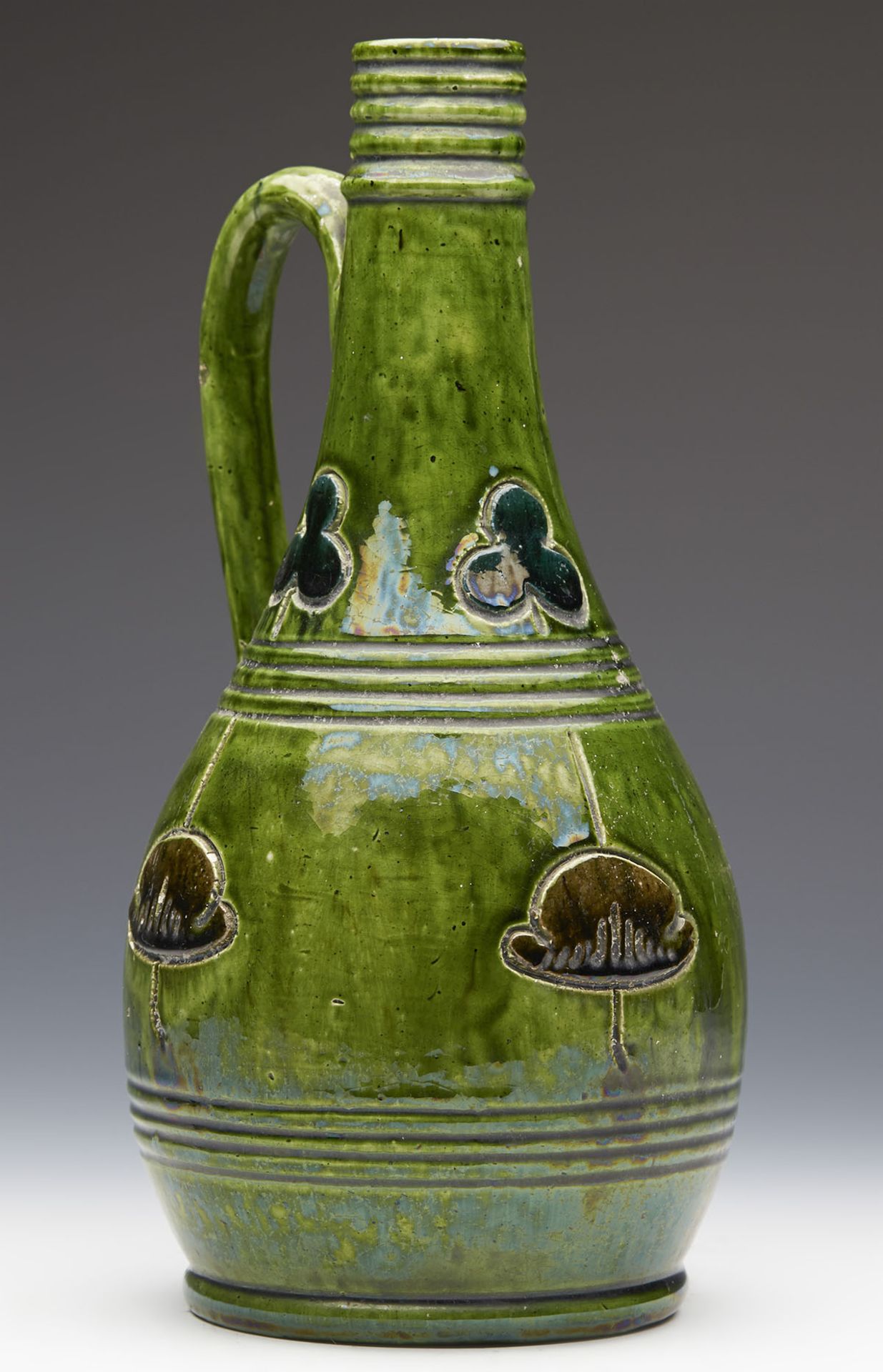 Green Glazed Art Pottery Ewer Probably Belgian C.1890 - Image 5 of 8