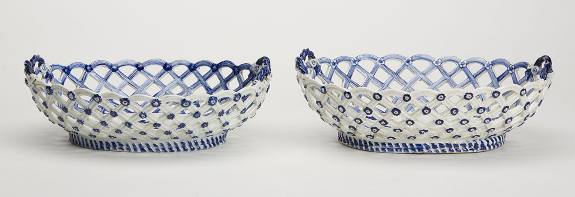 Pair Antique Derby Reticulated Chinoiserie Baskets C.1760 - Image 2 of 9