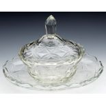 Antique Cut Glass Lidded Butter Dish And Stand Early 19Th C.