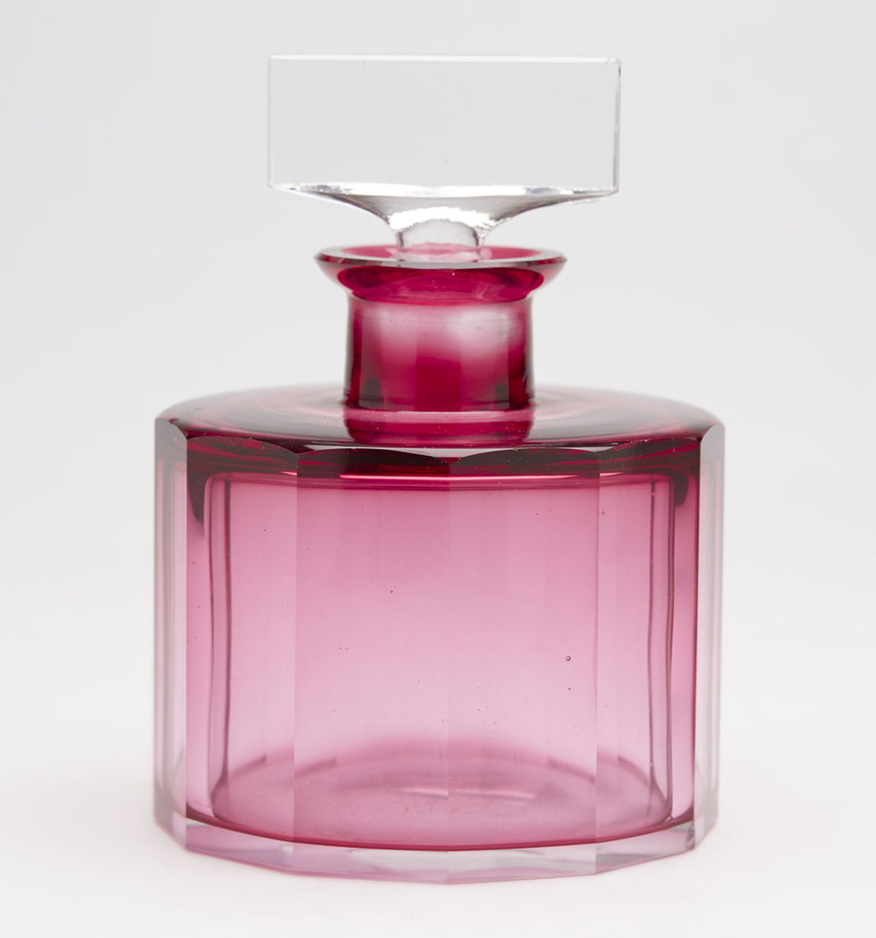 Art Deco Multi Sided Cranberry Glass Scent Bottle C.1920