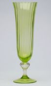 Antique Fluted Pedestal Green Glass Vase 19/20Th C.