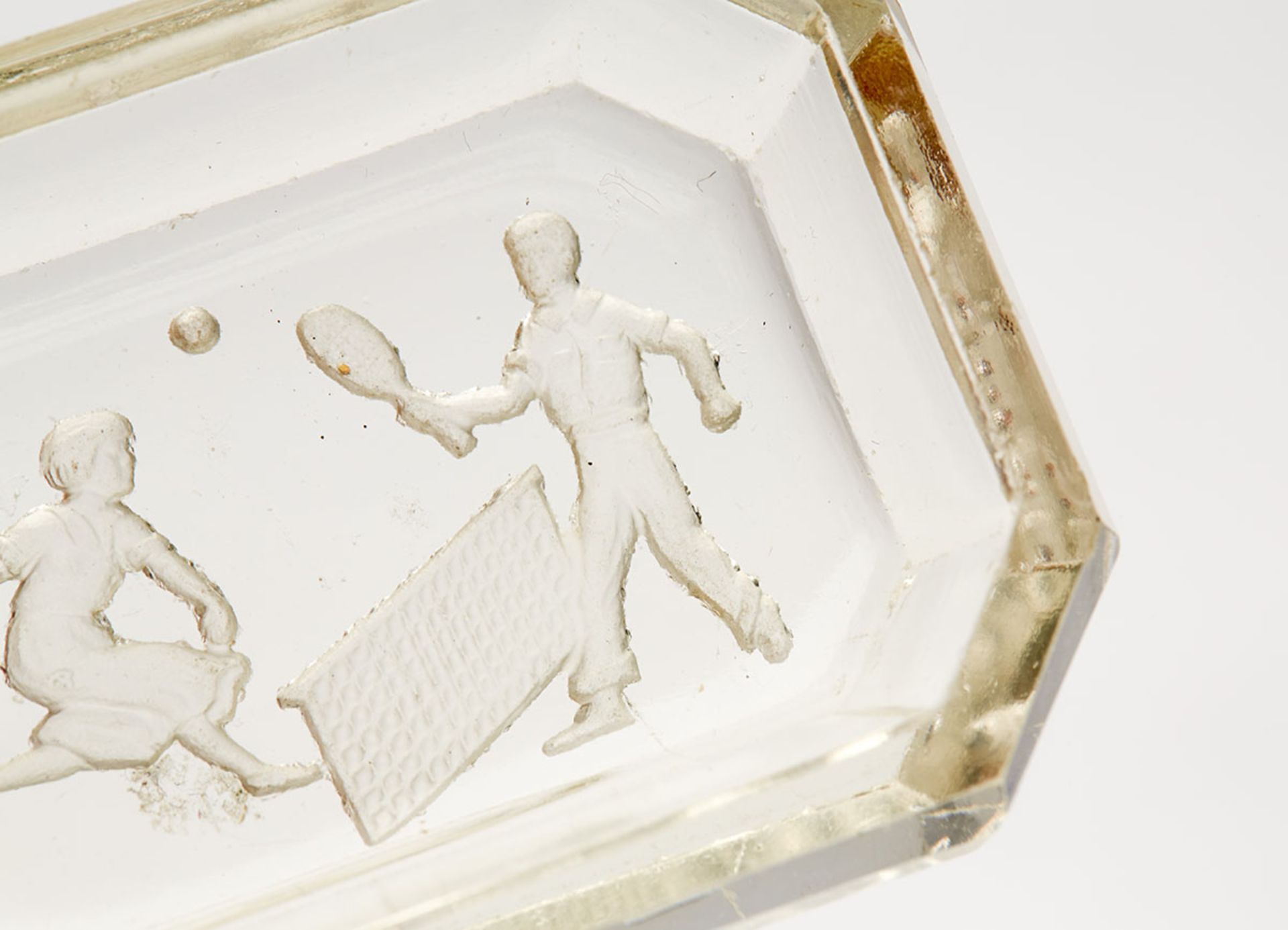 Art Deco Engraved Golf And Tennis Glass Pin Dishes C.1925 - Image 4 of 8