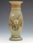 Antique Victorian Floral Enamel Painted Glass Vase 19Th C.