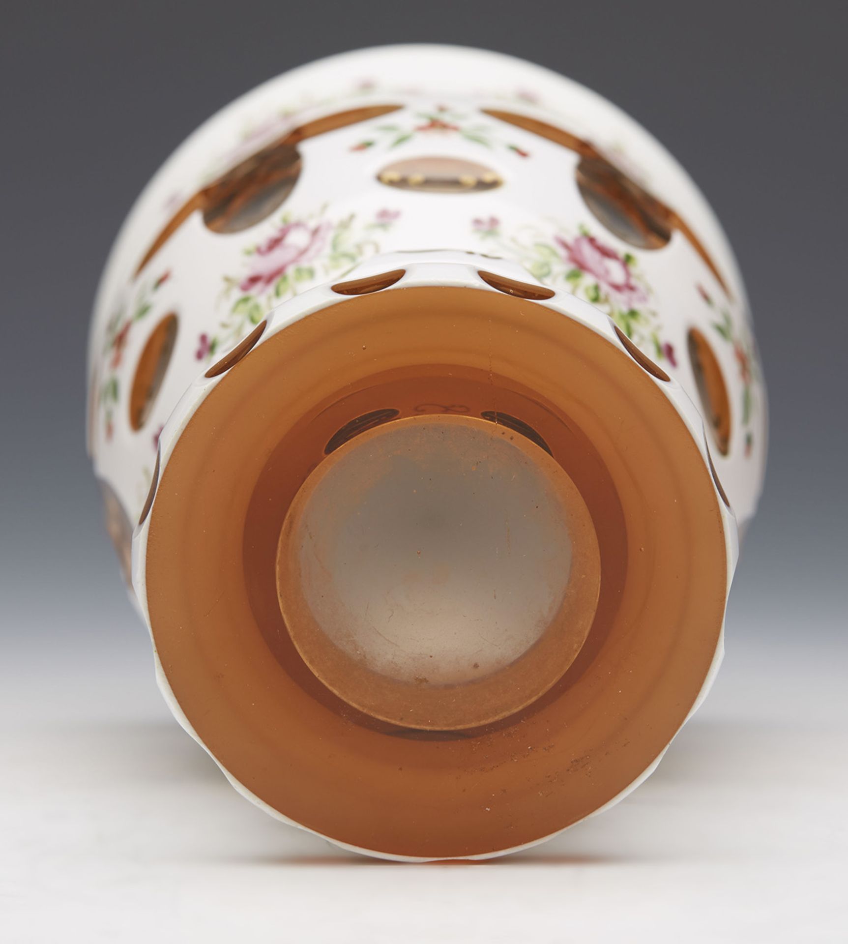 Antique/Vintage Bohemian Overlay Orange Glass Vase 20Th C. - Bild 6 aus 7
