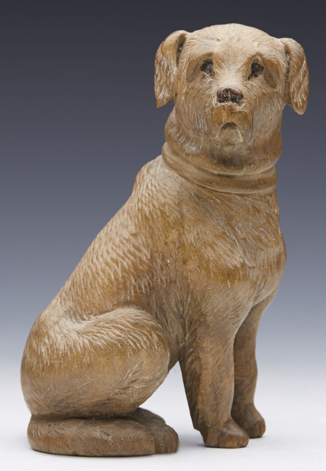 Antique Carved Blackforest Figure Of A Seated Dog 19Th C.