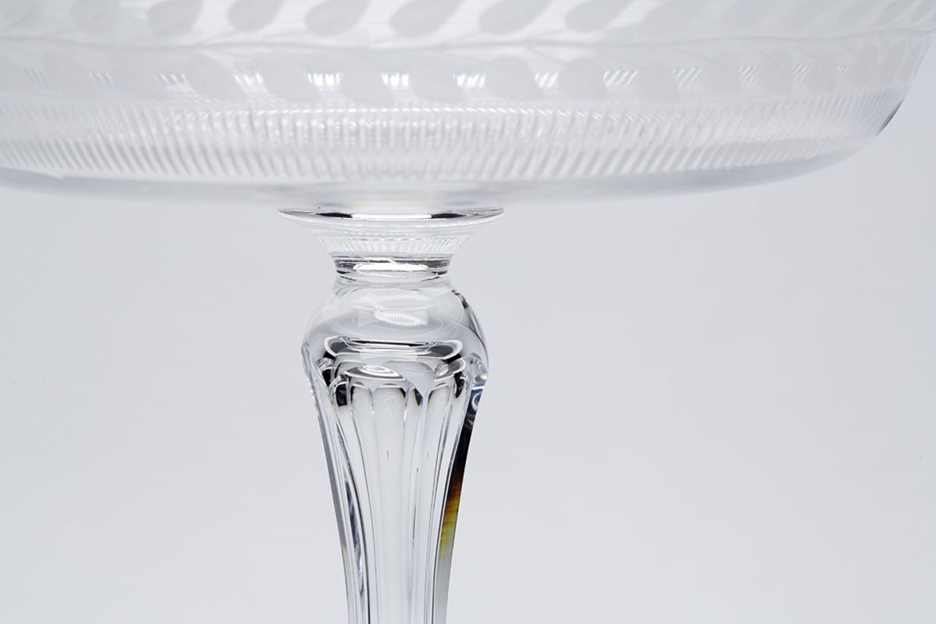 Antique Garland Engraved Glass Tazza 19Th C. - Image 5 of 7