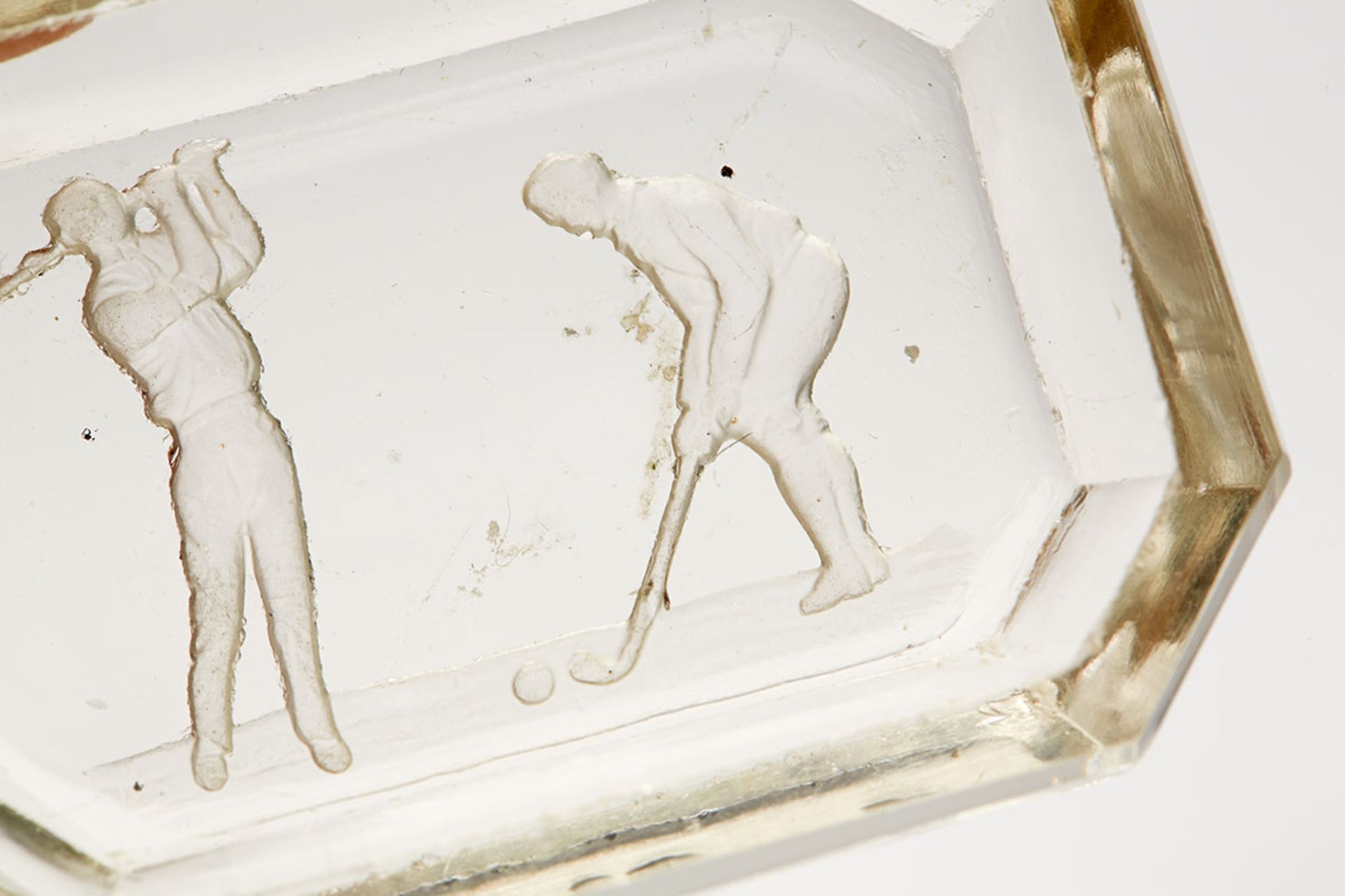 Art Deco Engraved Golf And Tennis Glass Pin Dishes C.1925 - Image 7 of 8