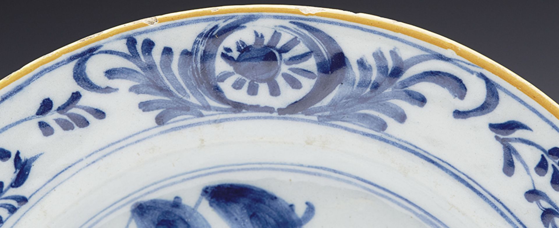 Pair Antique Dutch Delft Blue And White Floral Design Plates 18Th C. - Image 6 of 13