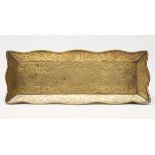 Arts & Crafts Engraved Brass Desk Pen Tray C.1890