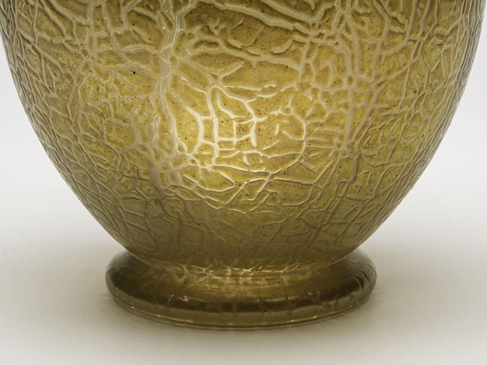 Loetz Art Nouveau Golden Crackle Finish Art Glass Vase 1910 - Image 7 of 9
