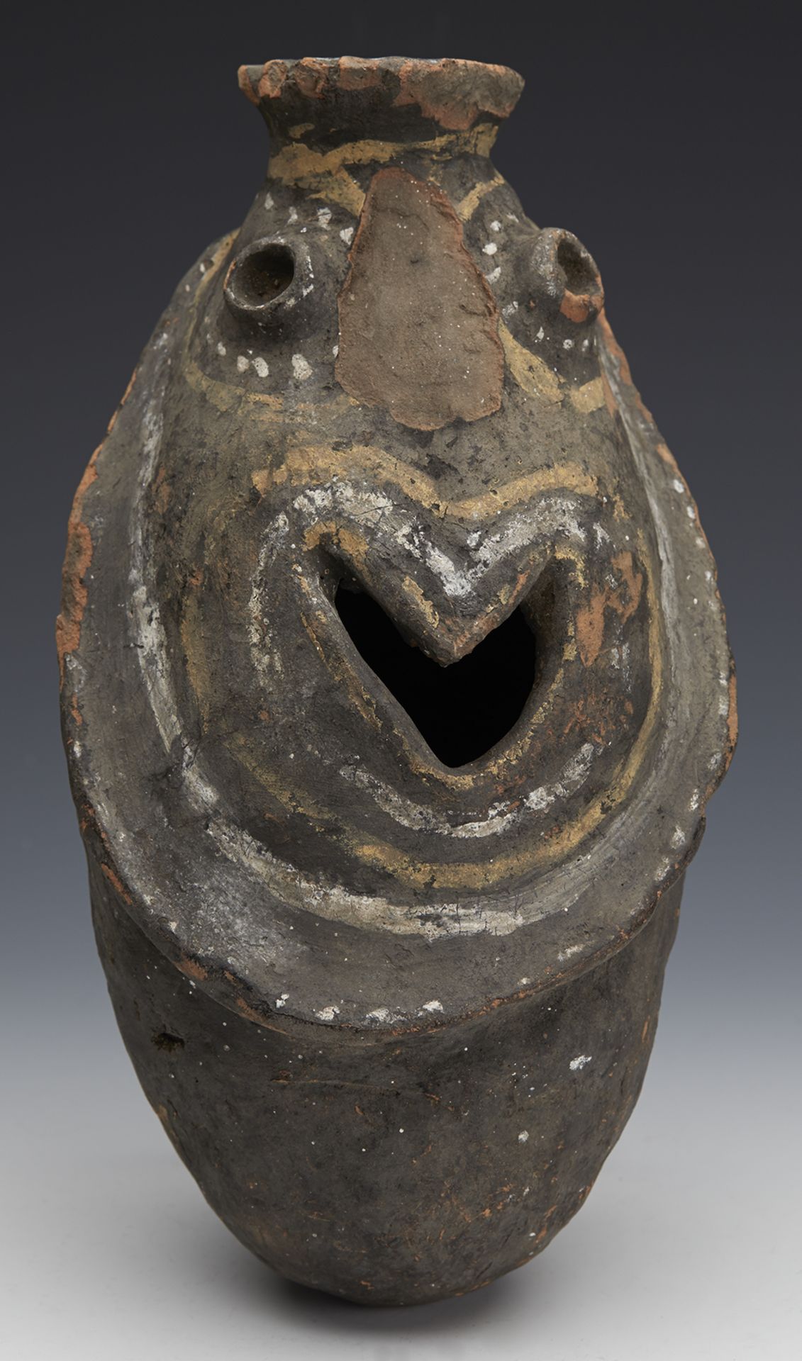 Kwoma Ceremonial Pottery Head Jar Papau New Guinea 19Th C.