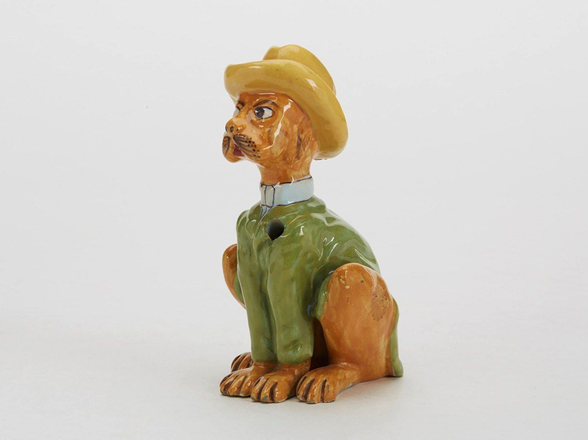 Antique Mosanic/Galle Novelty Pottery Dog Pen Holder C.1900 - Bild 3 aus 8