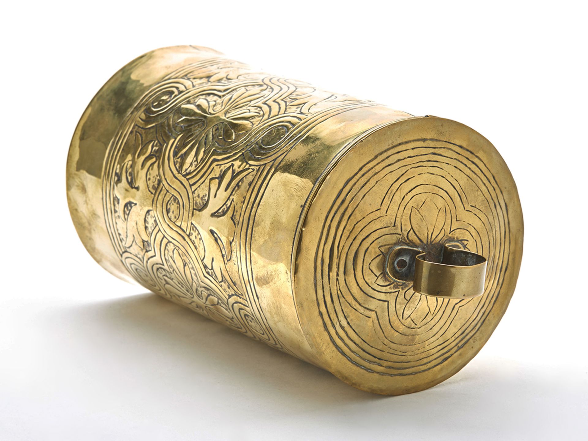 Arts & Crafts Tin Lined Brass Lidded Biscuit Jar C.1900 - Image 4 of 8